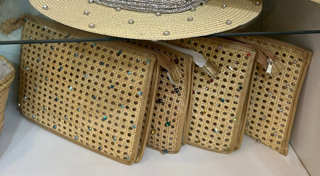 Clutch paja with crystals