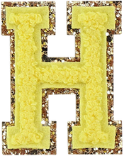 Load image into Gallery viewer, LEMON GLITTER VARSITY LETTER PATCHES
